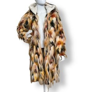 Custom Made Long Pile Faux Fur Jacket Size Medium Reversible